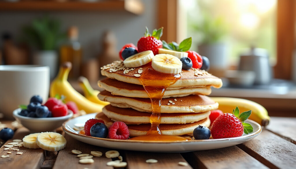 découvrez notre recette rapide et healthy de pancakes aux flocons d’avoine et à la banane. idéale pour un petit-déjeuner sain, facile à préparer et gourmande, parfaite pour toute la famille !