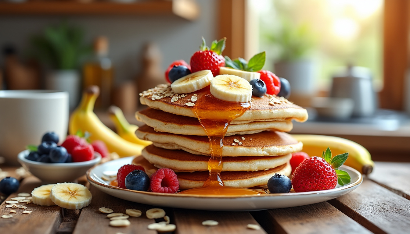 découvrez notre recette rapide et healthy de pancakes aux flocons d’avoine et à la banane. idéale pour un petit-déjeuner sain, facile à préparer et gourmande, parfaite pour toute la famille !